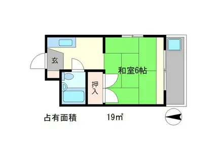 コーポゆたかII(1K/1階)の間取り写真