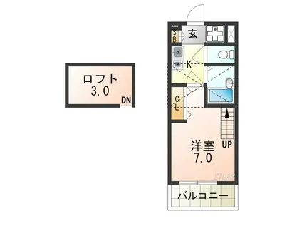 フレンドシップI(1K/7階)の間取り写真