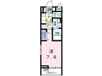 オリヴィエ(1K/1階)の間取り写真