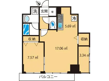 セシーズイシイ3(1LDK/5階)の間取り写真