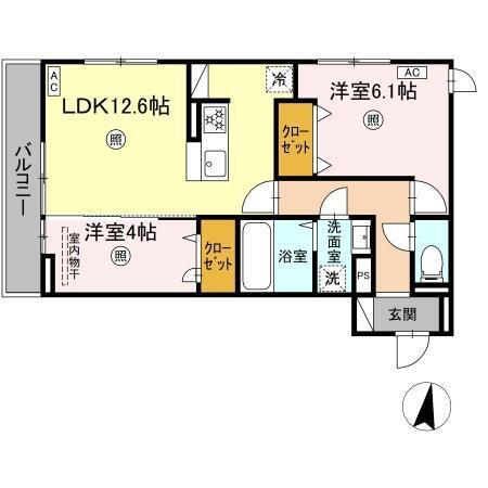 PREMILIFE石垣西(2LDK/3階)の間取り写真