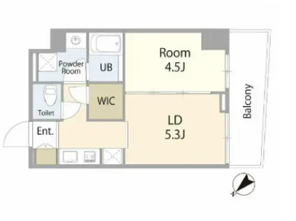 エキューム川崎(1LDK/8階)の間取り写真