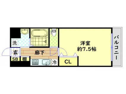 ポルト・ボヌール南堀江ミラージュ(1K/10階)の間取り写真