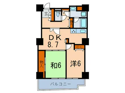文京グリーンコートビュータワー本駒込A棟(2DK/12階)の間取り写真