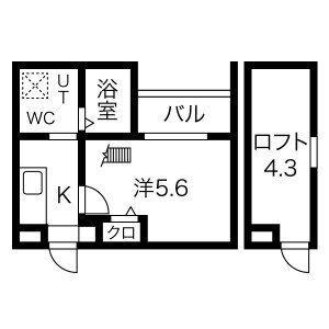 CRASTINE高畑(1K/2階)の間取り写真