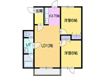 チェリージオI(2LDK/1階)の間取り写真