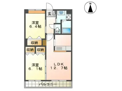 セレニテ桜美台(2LDK/2階)の間取り写真