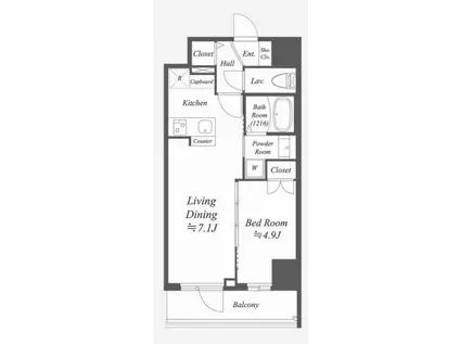 ALPHA PRIME東陽町 アルファプライム東陽町(1LDK/4階)の間取り写真