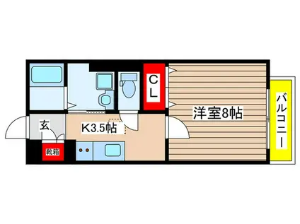 ヴェルデュール(1K/1階)の間取り写真