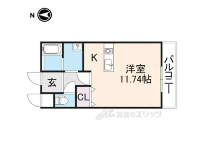 クレシタ甲斐田(ワンルーム/1階)の間取り写真