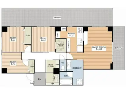 第2・三宿ハウス(3LDK/2階)の間取り写真