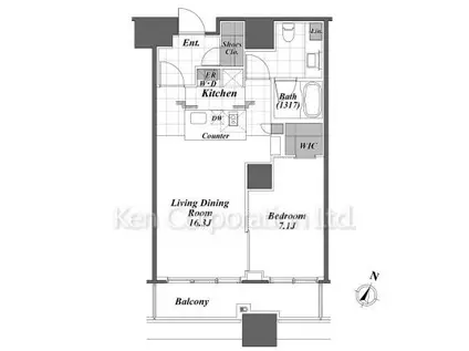 パークアクシス青山一丁目タワー(1LDK/11階)の間取り写真