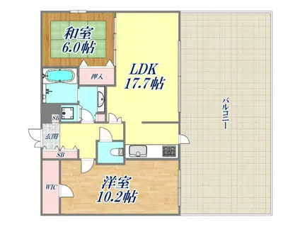 デ・リードヴィンテージ芦屋川山手(2LDK/2階)の間取り写真
