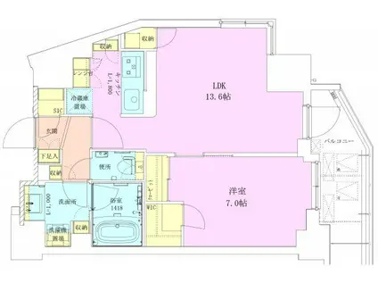 赤坂レジデンス壱番館(1LDK/11階)の間取り写真