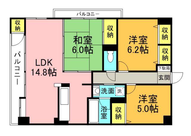 アスティオン早稲田(3LDK/3階)の間取り写真