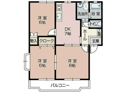 クリーンシャトー(3DK/1階)の間取り写真