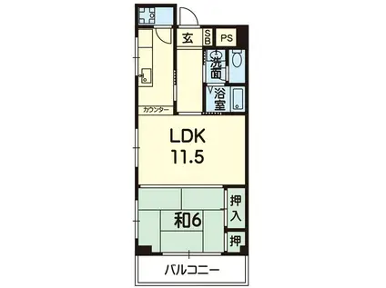 松尾ビル(1LDK/4階)の間取り写真