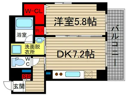 アリビオ新町(1DK/3階)の間取り写真