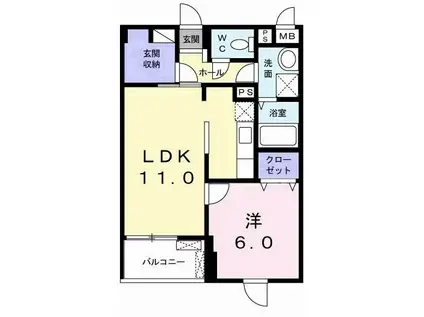 カーサ・W(1LDK/1階)の間取り写真