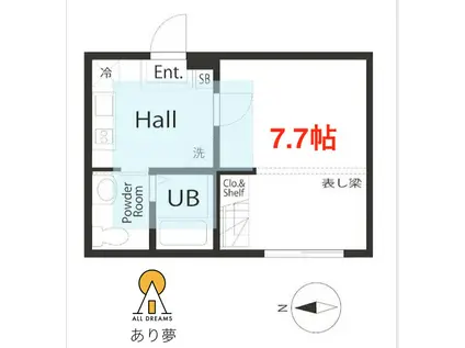 ハーミットクラブハウス横浜根岸ベース(1K/2階)の間取り写真