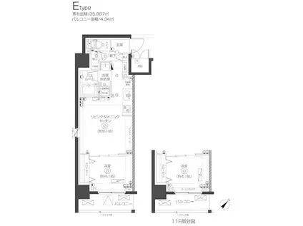 ZOOM志村坂上(1LDK/8階)の間取り写真