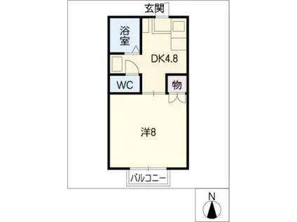 ヴェルドミール112 A棟(1DK/2階)の間取り写真