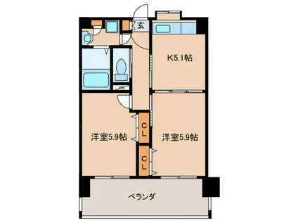 クリムゾン吉塚(2K/2階)の間取り写真