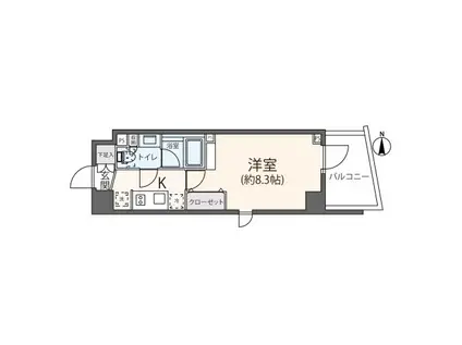リージア下北沢(1K/3階)の間取り写真