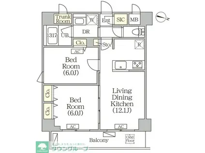 ORSUS志村坂上(2LDK/5階)の間取り写真