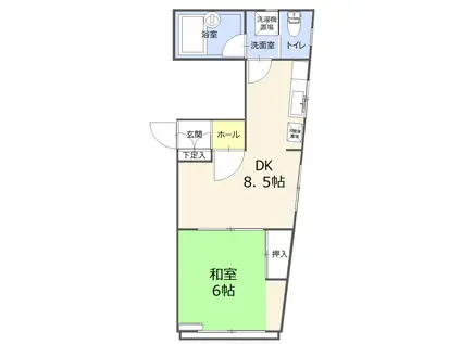 ビューハイツII(1DK/3階)の間取り写真