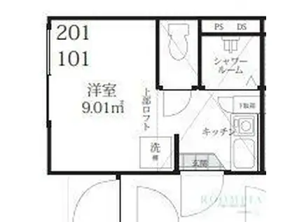 ロンジェスマン三宿(ワンルーム/2階)の間取り写真