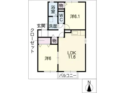 メゾンセジュール(2LDK/1階)の間取り写真