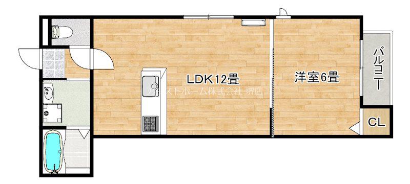 ハウスモメゾン大浜 B(1LDK/2階)の間取り写真