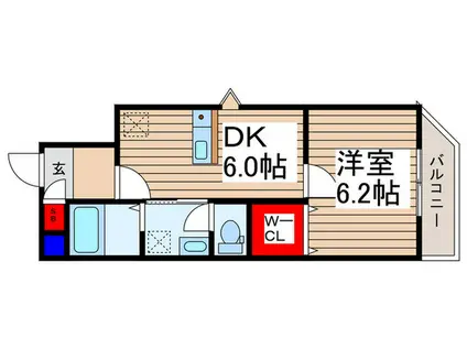 プライムガーデン鶴瀬東(1DK/1階)の間取り写真