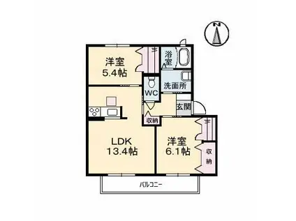 グランマスト平田B棟(2LDK/2階)の間取り写真