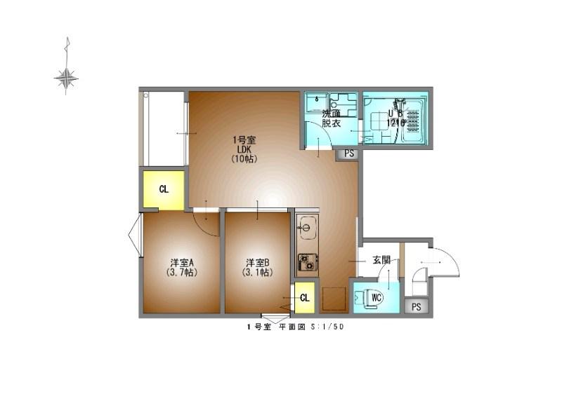 REGALEST鶴里駅前(2LDK/3階)の間取り写真