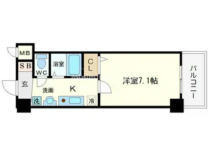 エスリードコート難波ウエスト旧ARCENCIEL SQUARE桜川(1K/2階)の間取り写真