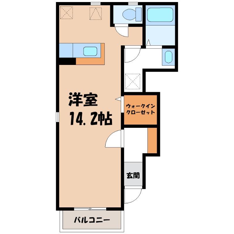 ＪＲ上越線 井野駅(群馬) 徒歩17分 2階建 築20年(ワンルーム/1階)の間取り写真