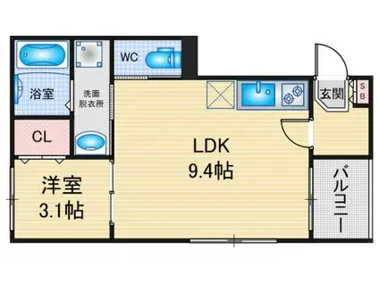 ハーモニーテラス野並二丁目B(1LDK/1階)の間取り写真
