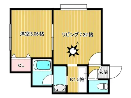 アクアフォレスト(1LDK/2階)の間取り写真