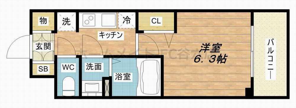 プレサンス大手前ピリオド(1K/3階)の間取り写真