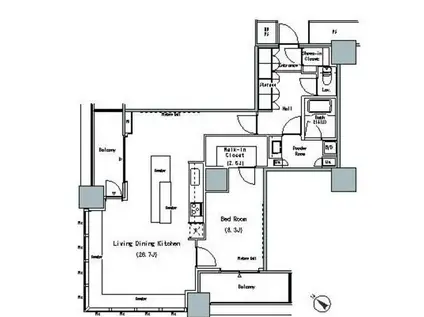 THE TOKYO TOWERS MIDTOWER(1SLDK/11階)の間取り写真