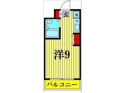 グリーンヒルズ(ワンルーム/4階)の間取り写真