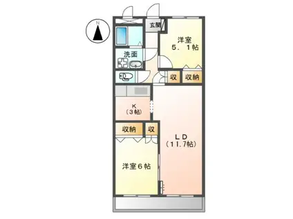 ルーエ 木太I(2LDK/2階)の間取り写真