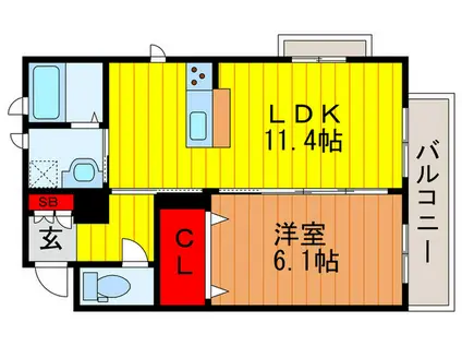 シャーメゾン高宮II(1LDK/2階)の間取り写真