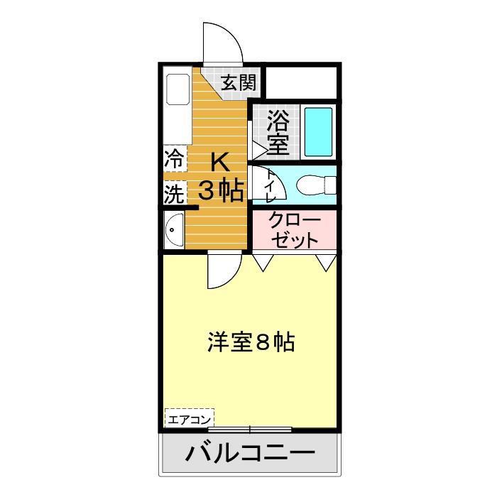 ジプリメーラ新下関(1K/3階)の間取り写真
