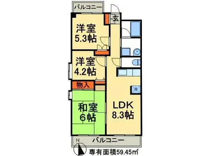 インシュランスビルディング5(3LDK/12階)の間取り写真