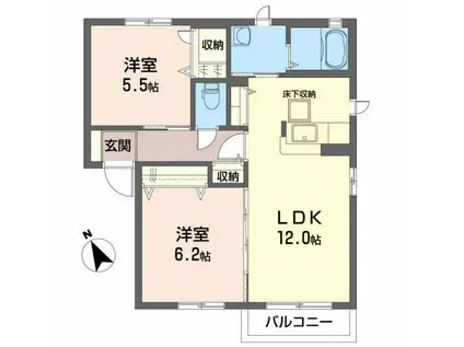 シャーメゾン・ストーンA(2LDK/1階)の間取り写真