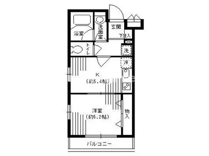 ルミエール妙蓮寺II(1K/2階)の間取り写真