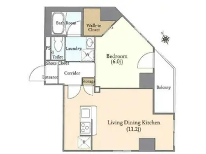 HYS 品川南大井(1LDK/11階)の間取り写真